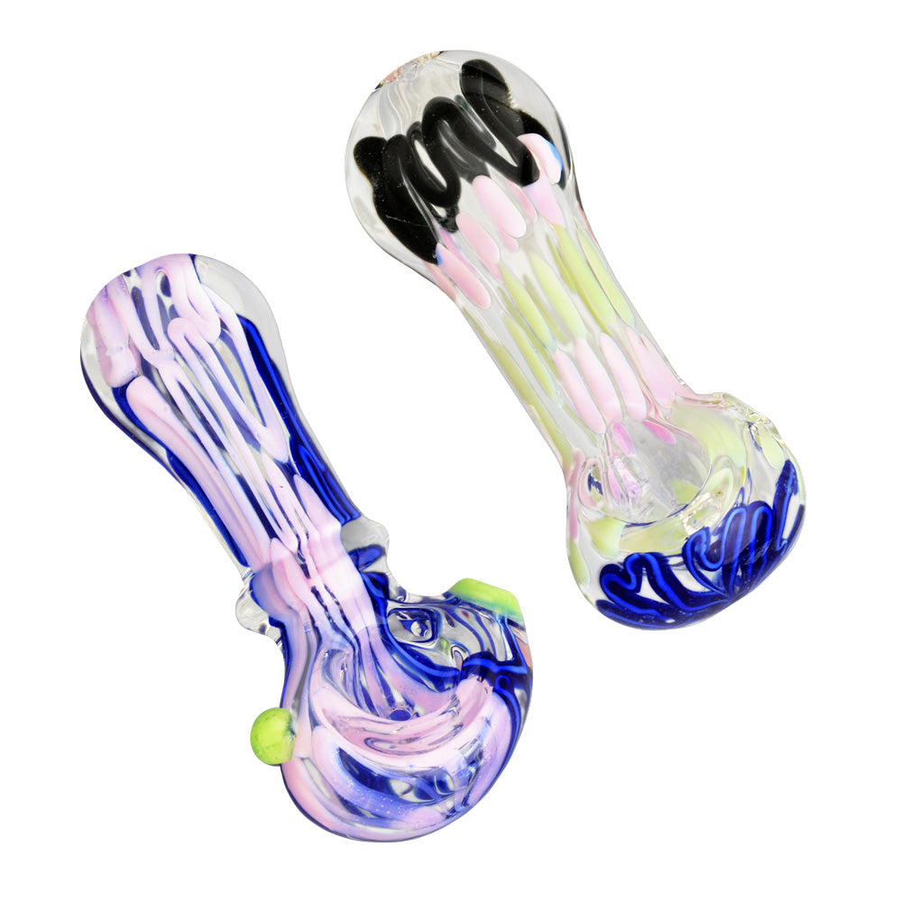 Worked Slime Strands Hand Pipe - 3.5" / Colors Vary