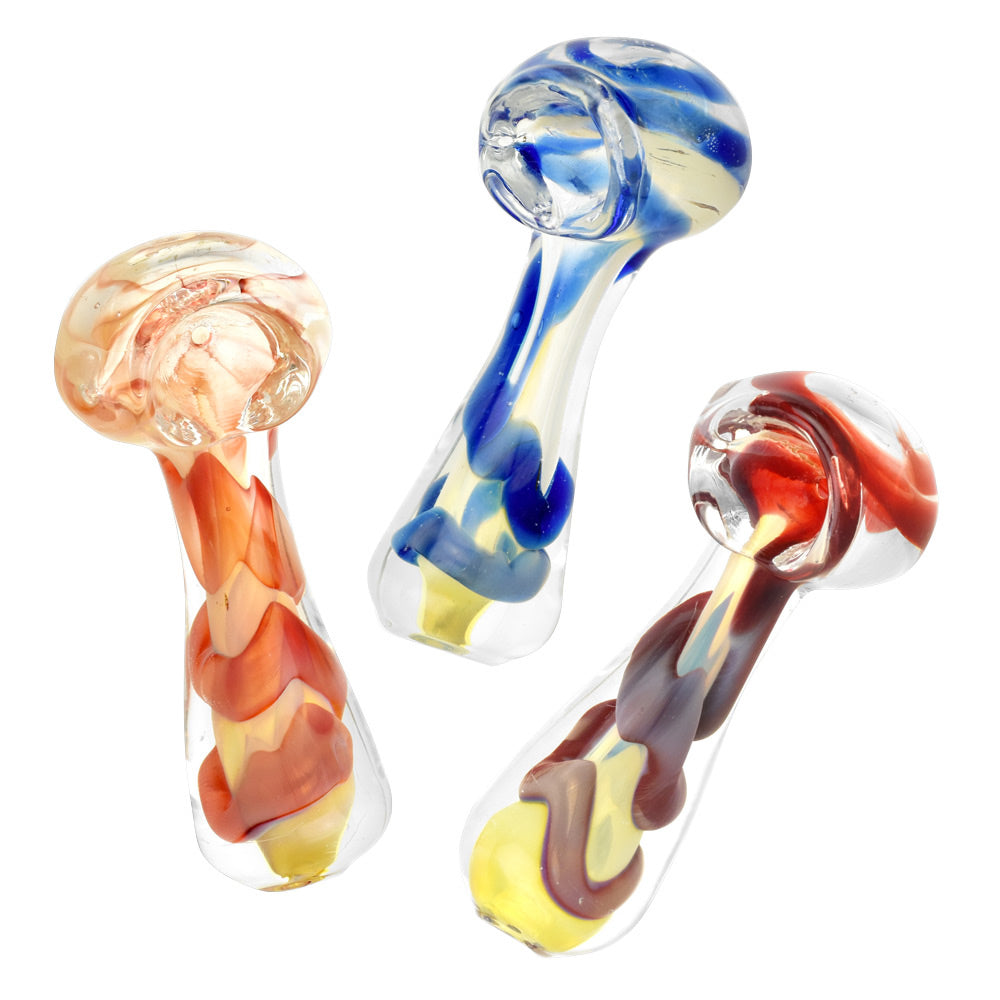 Fumed Jumbo Swirl Spoon Pipe - 3" / Colors Vary