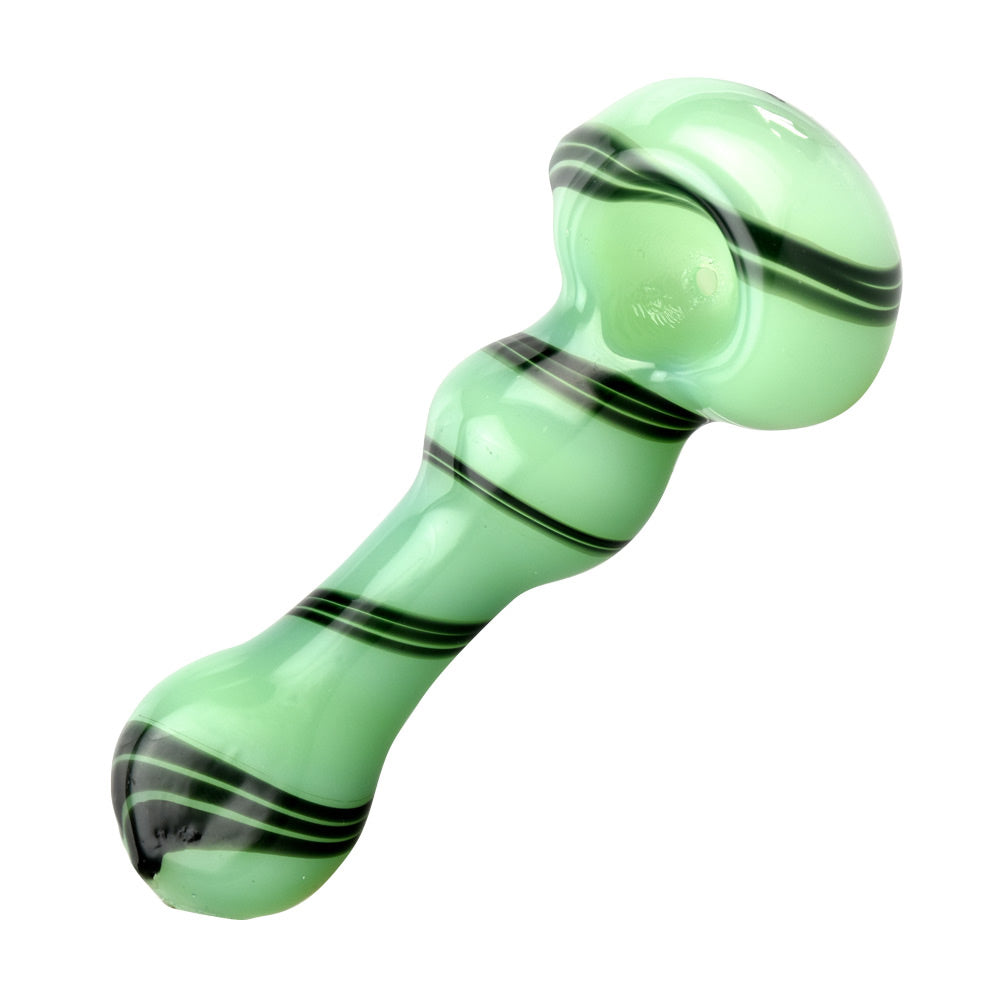 Jade Green Black Swirl Spoon Pipe - 4"