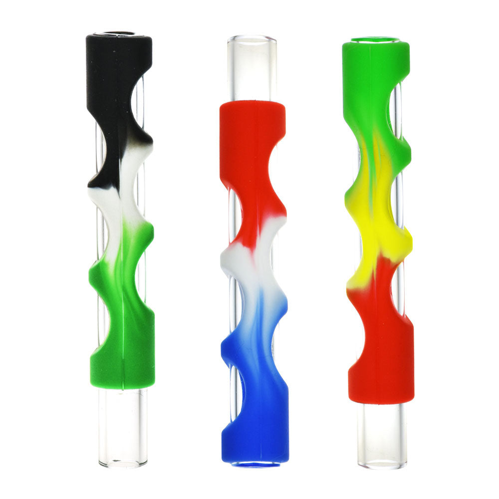 Silicone Covered Glass Insert Chillum - 4" / Colors Vary