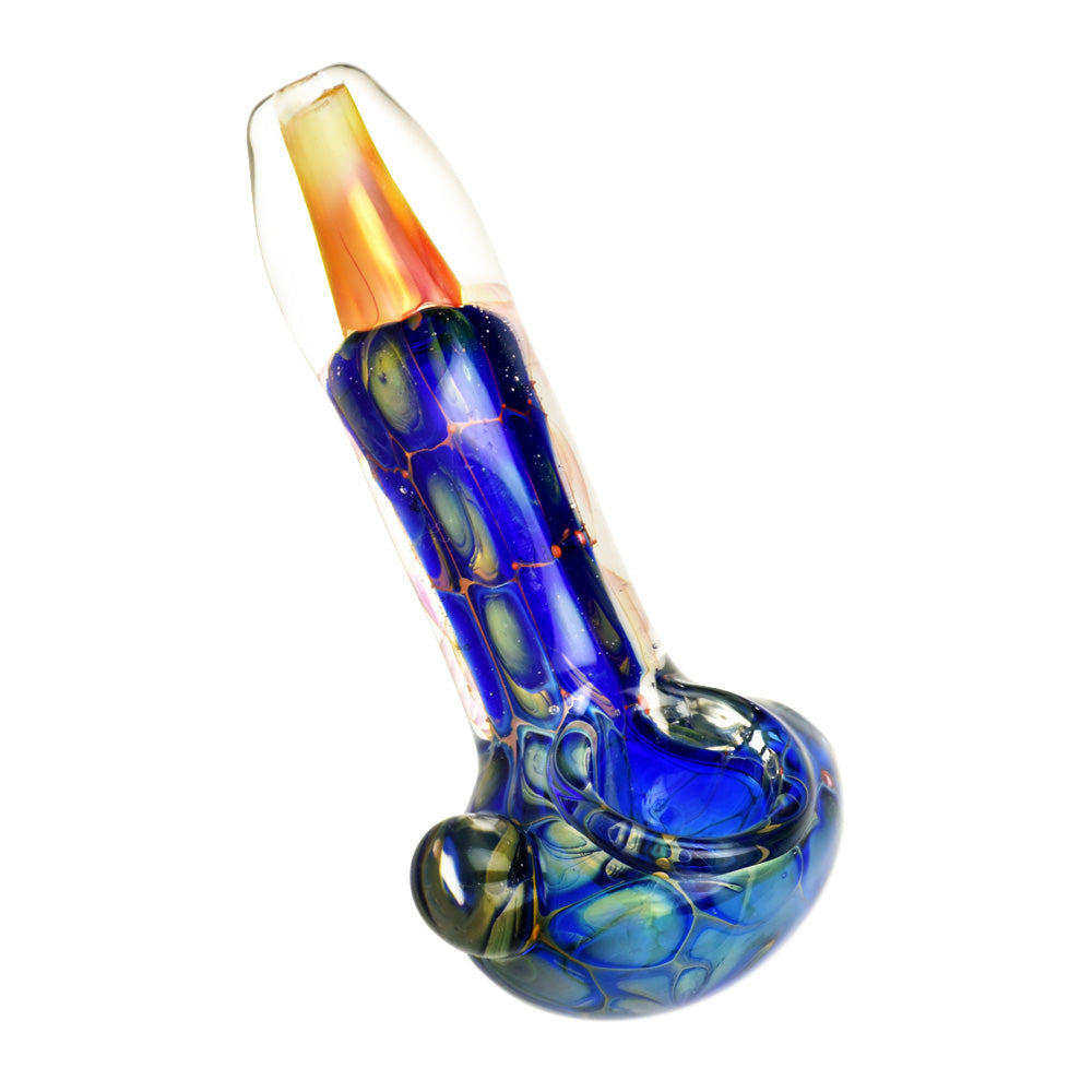 Metallic Fumed Glass Spoon Pipe- 3.75"