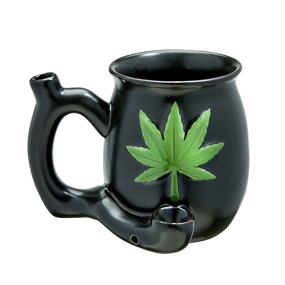 Embossed Hemp Leaf Ceramic Pipe Mug