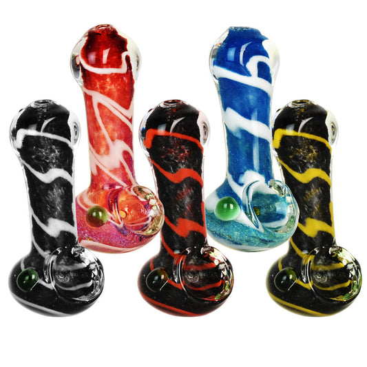 Colorful Worked Striped Spoon Pipe - 3" / Colors Vary