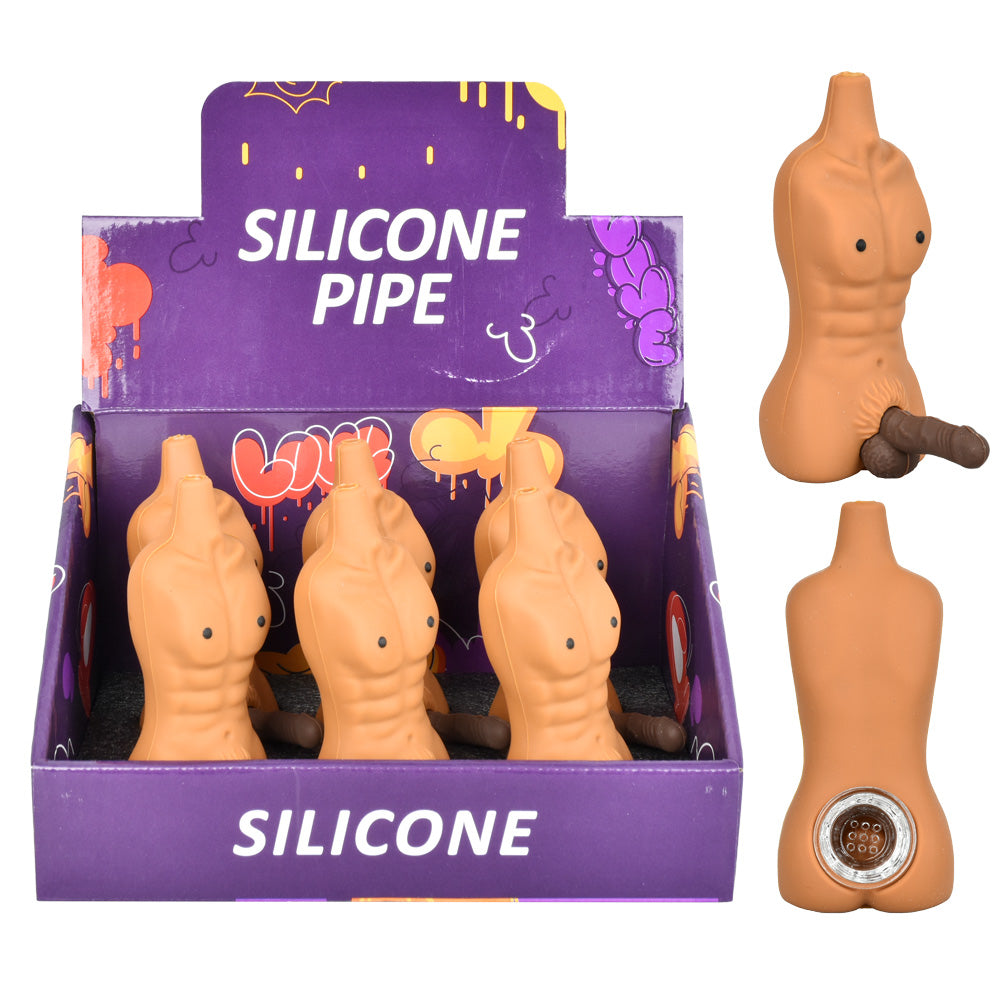 Chiseled Person w/ Penis Silicone Pipe | 4.25" | 6pc Display