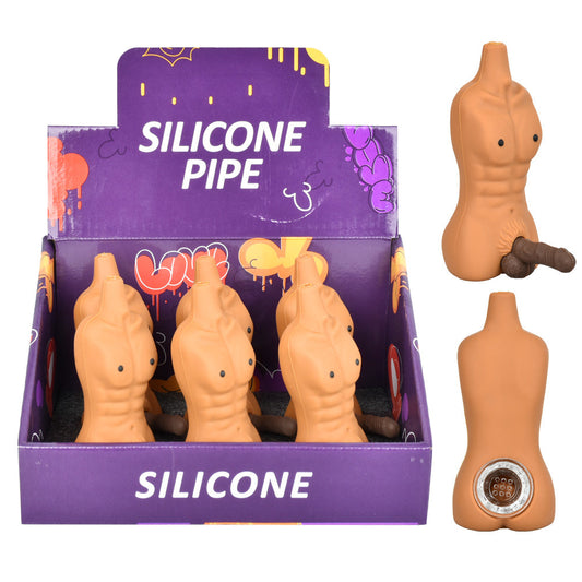 Chiseled Person w/ Penis Silicone Pipe | 4.25" | 6pc Display