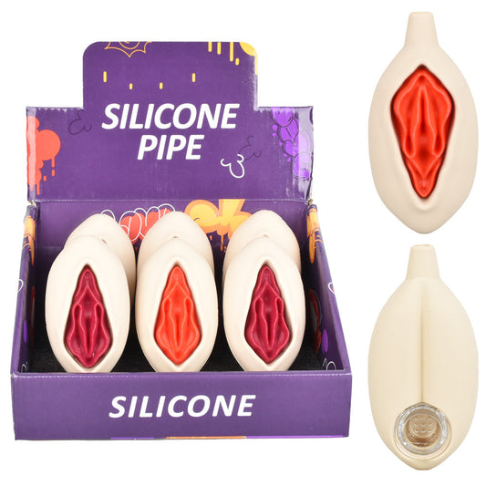 Vulva Silicone Hand Pipe | 4.25" | Assorted Colors | 6pc Display