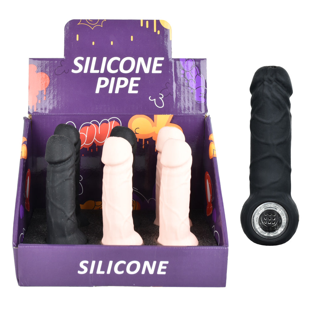 Penis Silicone Hand Pipe | 5.25" | Assorted Colors | 6pc Display