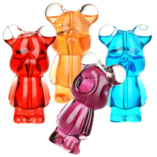 Teddy Bear Glycerin Hand Pipe | 4.25" | Colors Vary