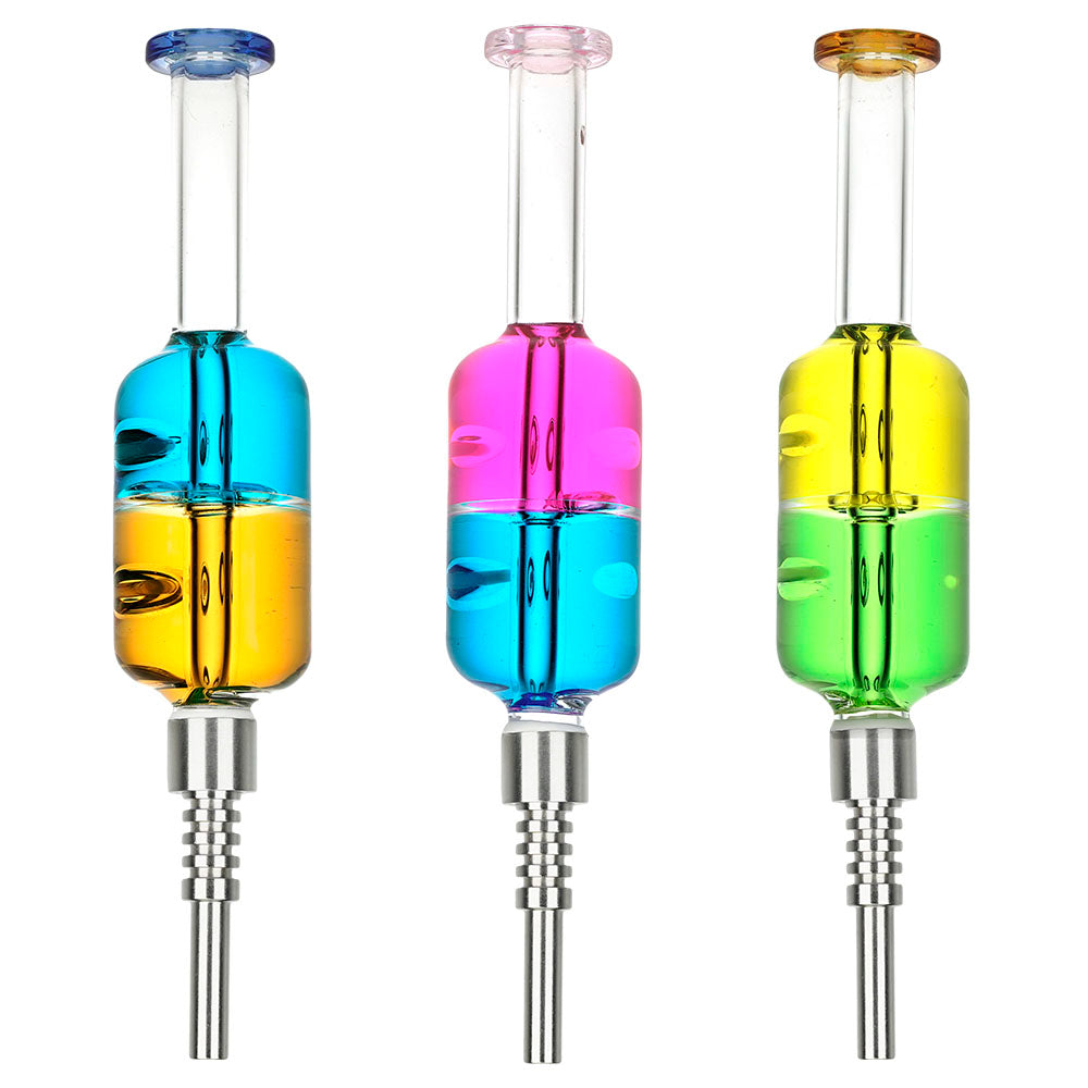 Dual Color Glycerin Dab Straw w/ SS Tip - 8" / Colors Vary