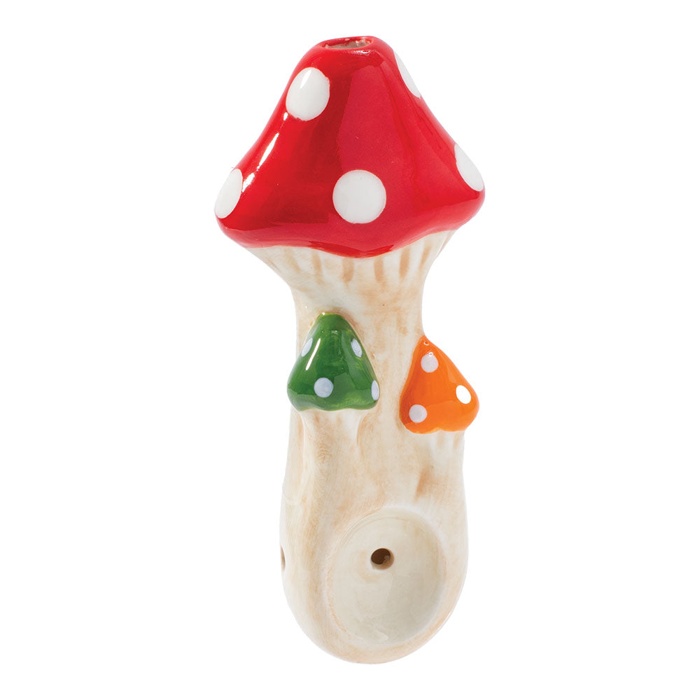 Wacky Bowlz Tri Mushroom Ceramic Pipe | 4"