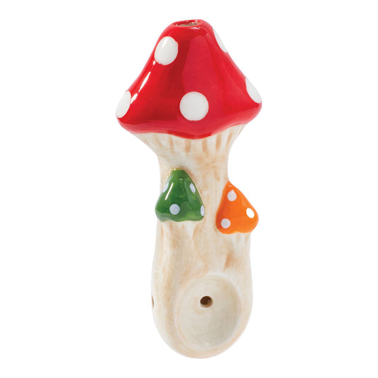 Wacky Bowlz Tri Mushroom Ceramic Pipe | 4"