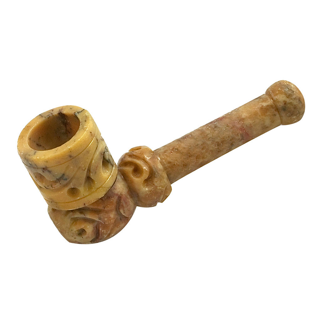3" Small Carved Marble Stone Pipe