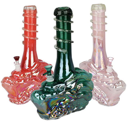 Iridescent Dragon Soft Glass Water Pipe - 14" / 14mm F / Colors Vary