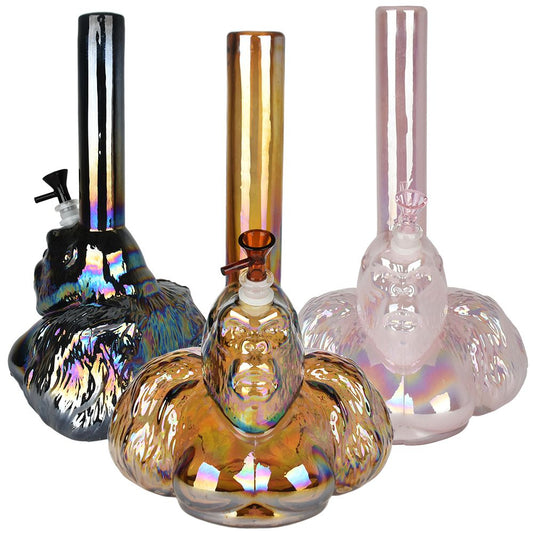 Iridescent Gorilla Soft Glass Water Pipe - 14" / 14mm F / Colors Vary
