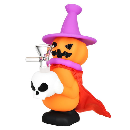 Pumpkin Witch Silicone Water Pipe - 6.5" / 14mm F