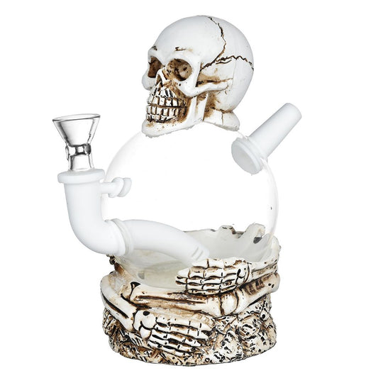 Skeleton's Embrace Resin on Glass Water Pipe - 7.25" / 14mm F