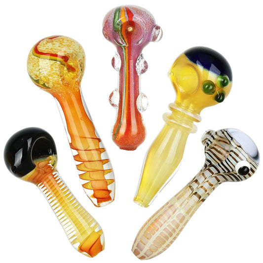 20CT BUNDLE - Elemental Assortment Glass Spoon Pipes - 4" - 5.25"