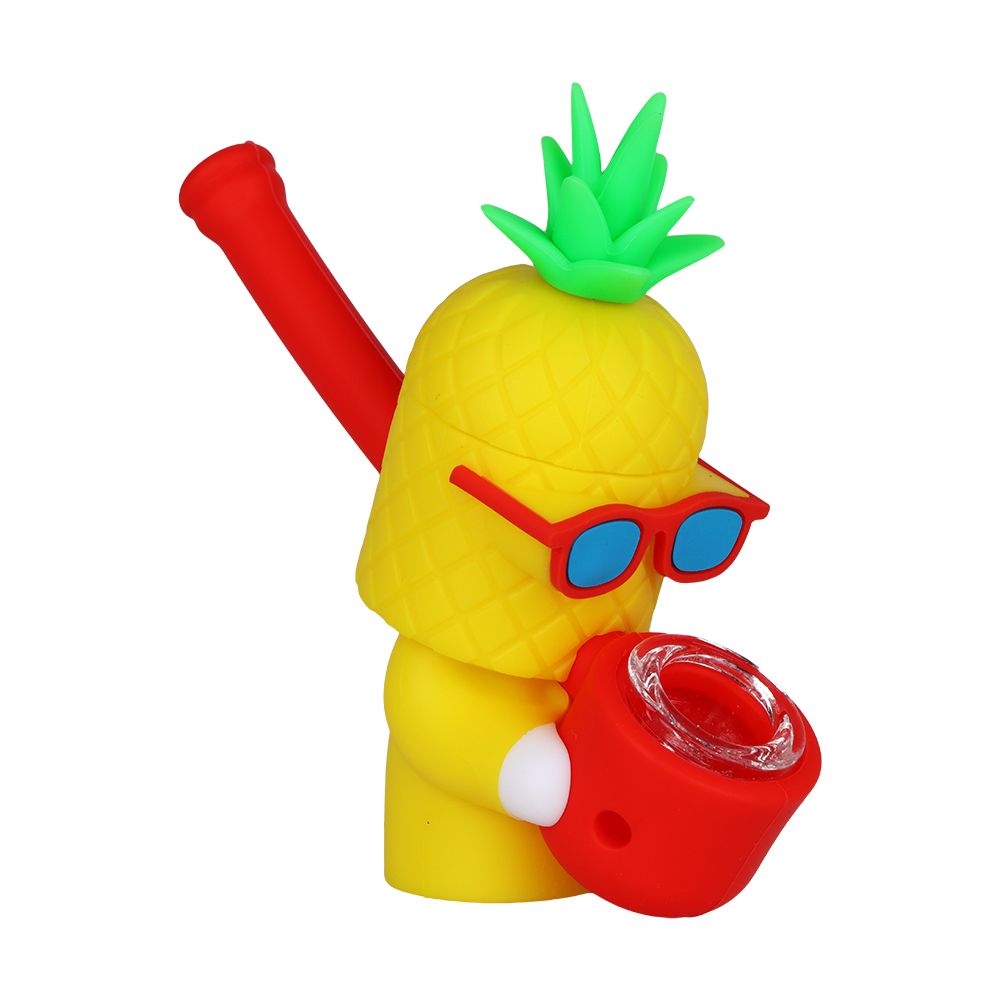 Cool Guy Pineapple Secret Stash Silicone Hand Pipe - 4"