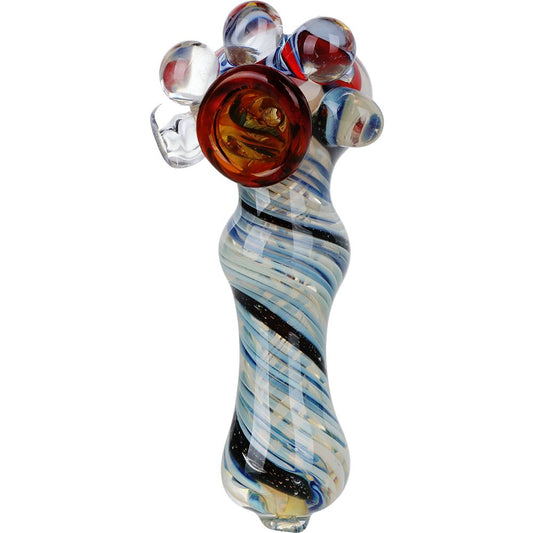 Telepath Overload Knobby Bowl Dichro Spiral Glass Spoon Pipe - 4.5"