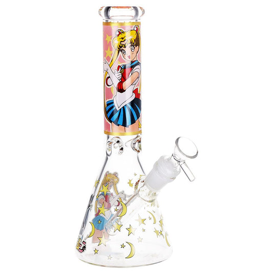 Japanese Animation Girl Beaker Glass Water Pipe - 10" / 14mm F