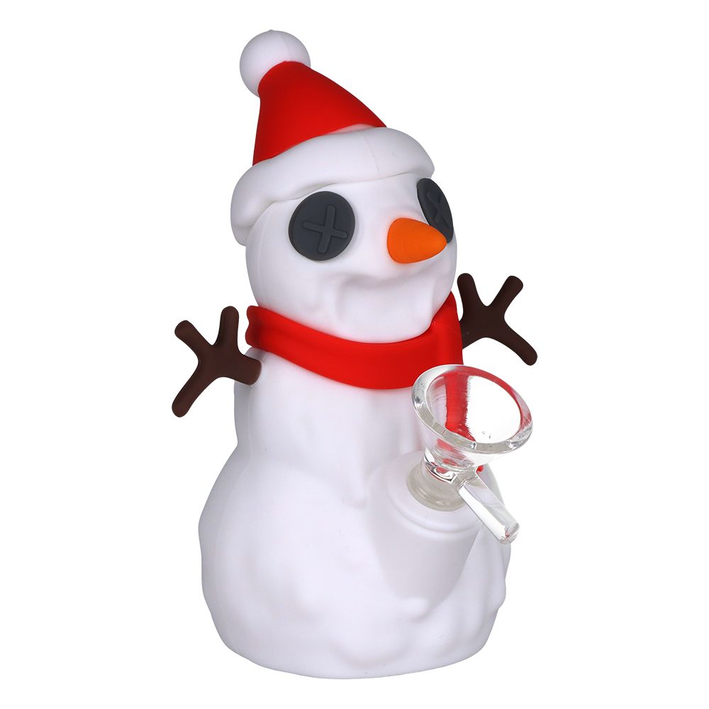 Snappy Snowman Silicone Water Pipe w Glass Bowl - 5.25" / 14mm F