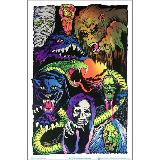 Nightmare Creatures Flocked Blacklight Poster - 23"x35"