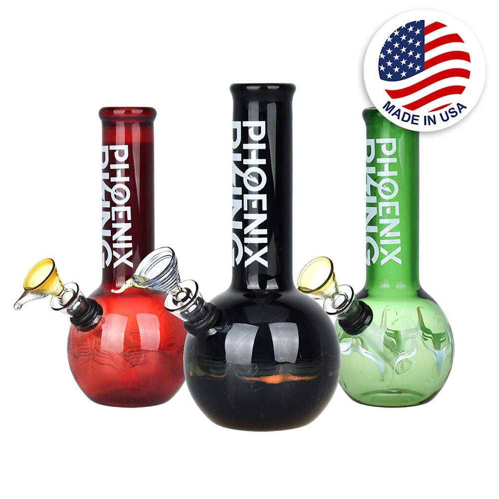 Phoenix Rising Round Base Water Pipe - 7"/Colors Vary