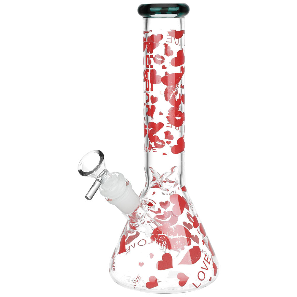 Pulsar Hearts And Kisses Glass Beaker Water Pipe | 9.75" | 14mm F | Colors Vary