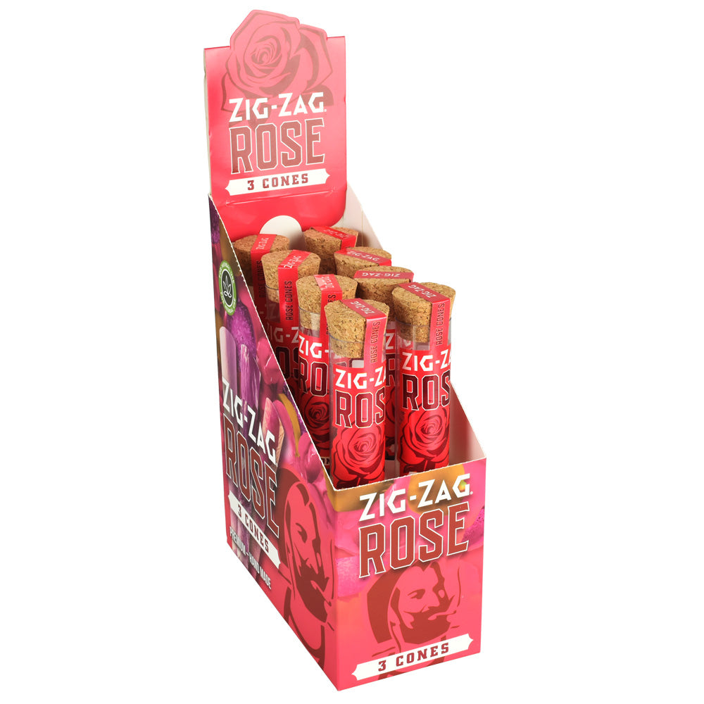 8PC DISPLAY - Zig Zag Rose Petal Pre-Rolled Cones - 3pk