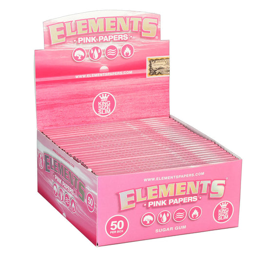 Elements Pink Rolling Papers | King Size Slim | 50pc Display