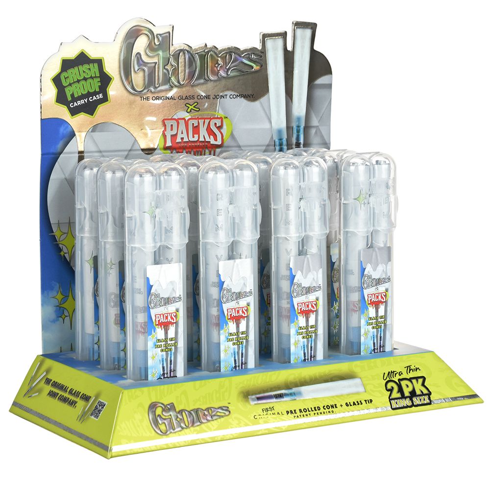 Glones x Packs Ultra Thin Pre-Rolled Cones w/ Glass Tips | 3pc | 12ct Display