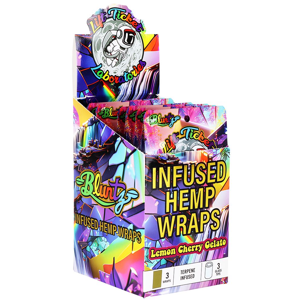 Lift Ticket Terpene Infused Hemp Wrap + Glass Tip Bluntz Rolling Kit | 3pc | 10pk Display