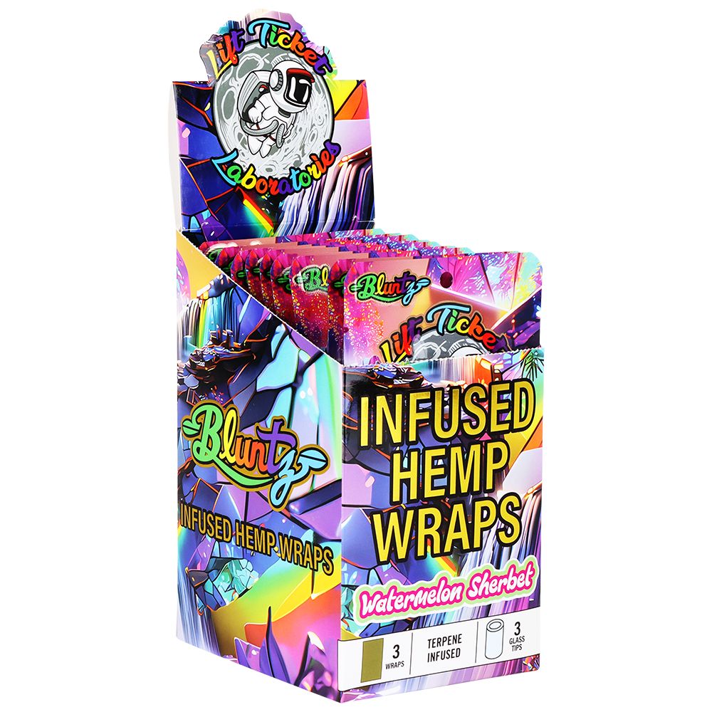 Lift Ticket Terpene Infused Hemp Wrap + Glass Tip Bluntz Rolling Kit | 3pc | 10pk Display