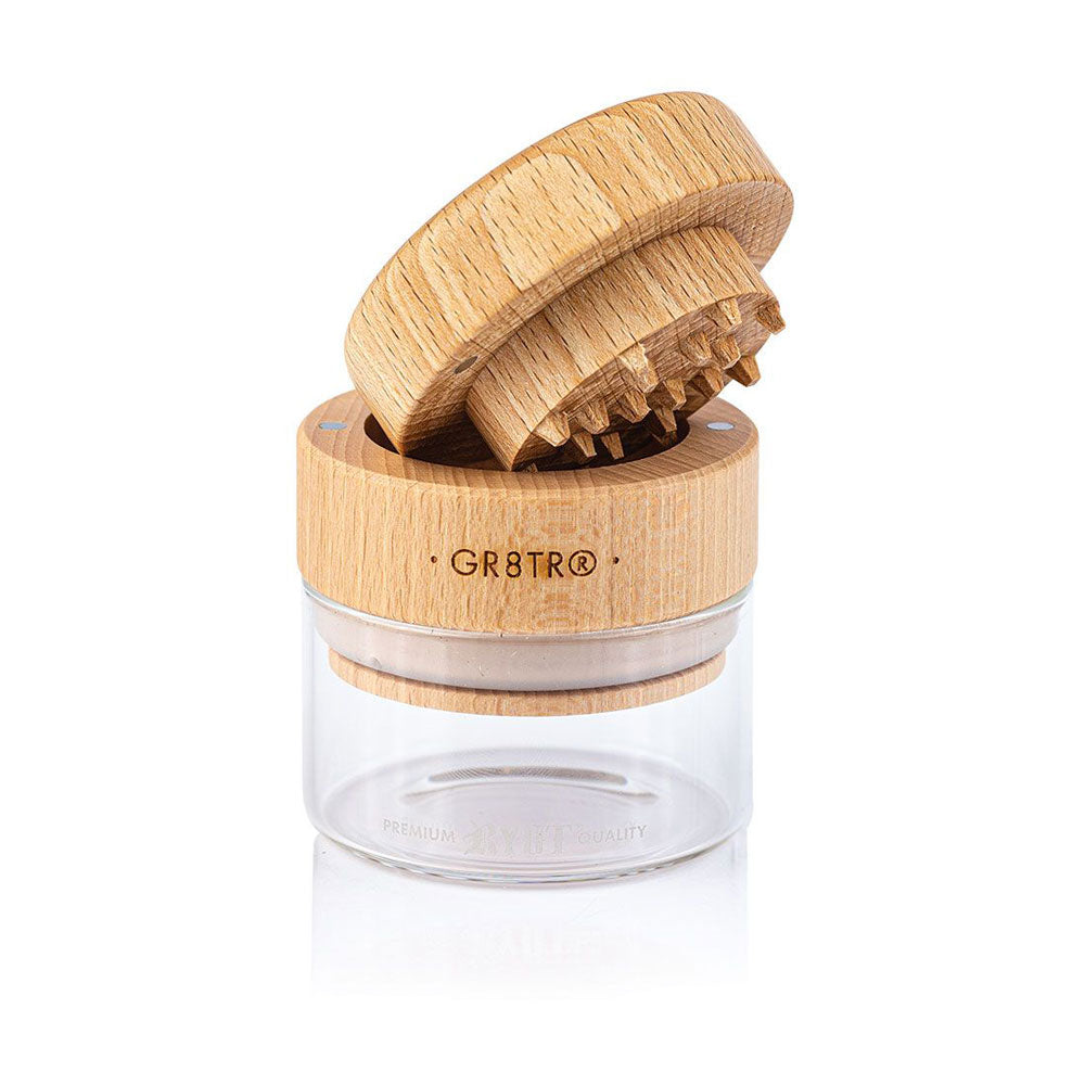 RYOT Solid Wood GR8TR Grinder w/ Glass Jar - 2.5" | Beech