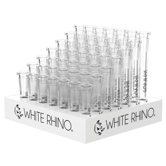 49PC DISP- White Rhino Glass Downstems- 19/14mm / Asst Sizes