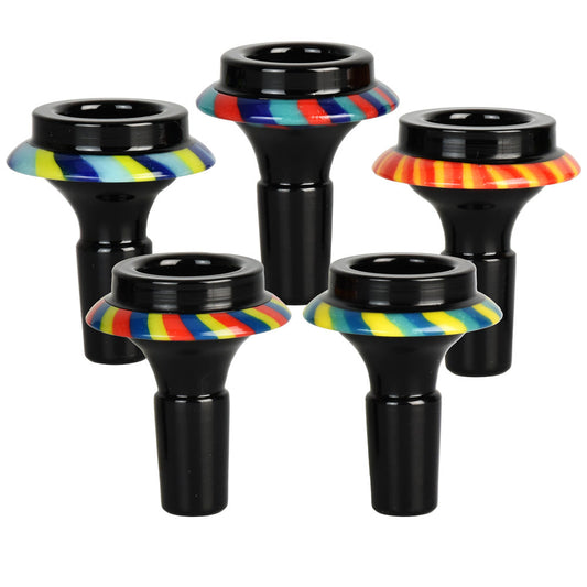 Color Stripe UFO Herb Slide | 14mm M | Asst Colors | 5pc Bundle