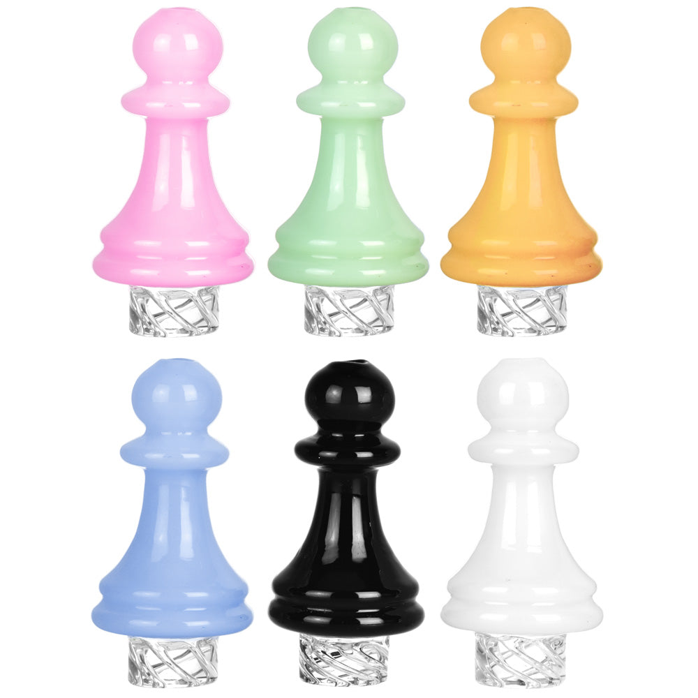 6PC SET- Pawn Chess Piece Vortex Carb Cap - 30mm/Asst Colors