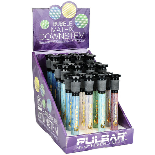 24PC DISPLAY - Pulsar Bubble Matrix Downstem - Assorted Sizes & Colors