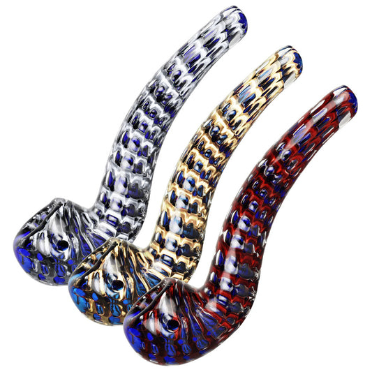 Striated Two Tone Bubbly Glass Long Pipe - 6" | Colors Vary