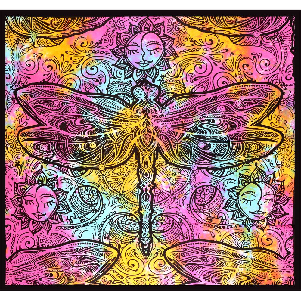 Trippy Sheetz Dragon Fly Tie-Dyed Tapestry - 85"x100"