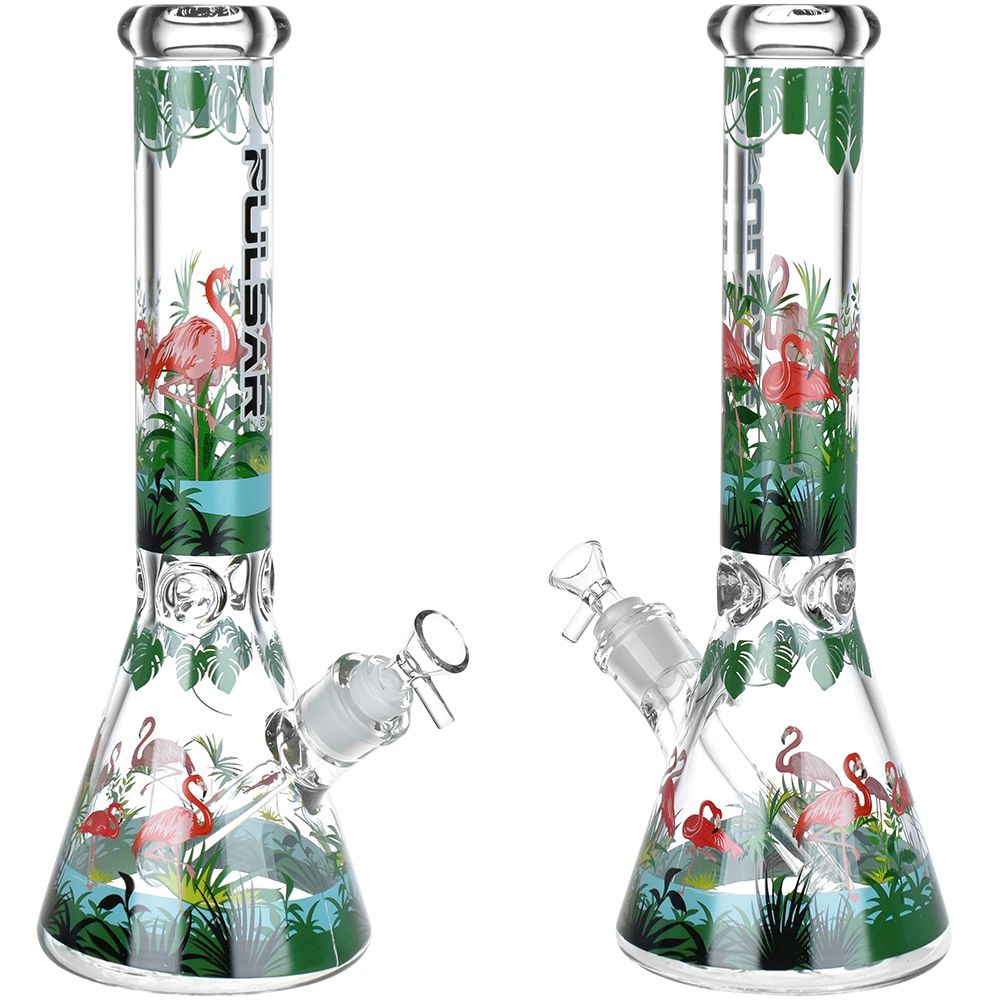 Pulsar Chillin' Flamingos Glass Beaker Water Pipe | 14mm F
