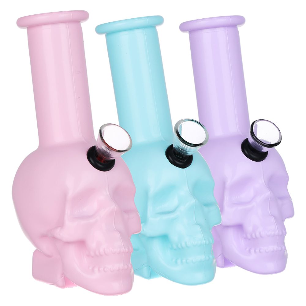 SeshGear Pastel Skull Glass Water Pipe - 6" / Colors Vary